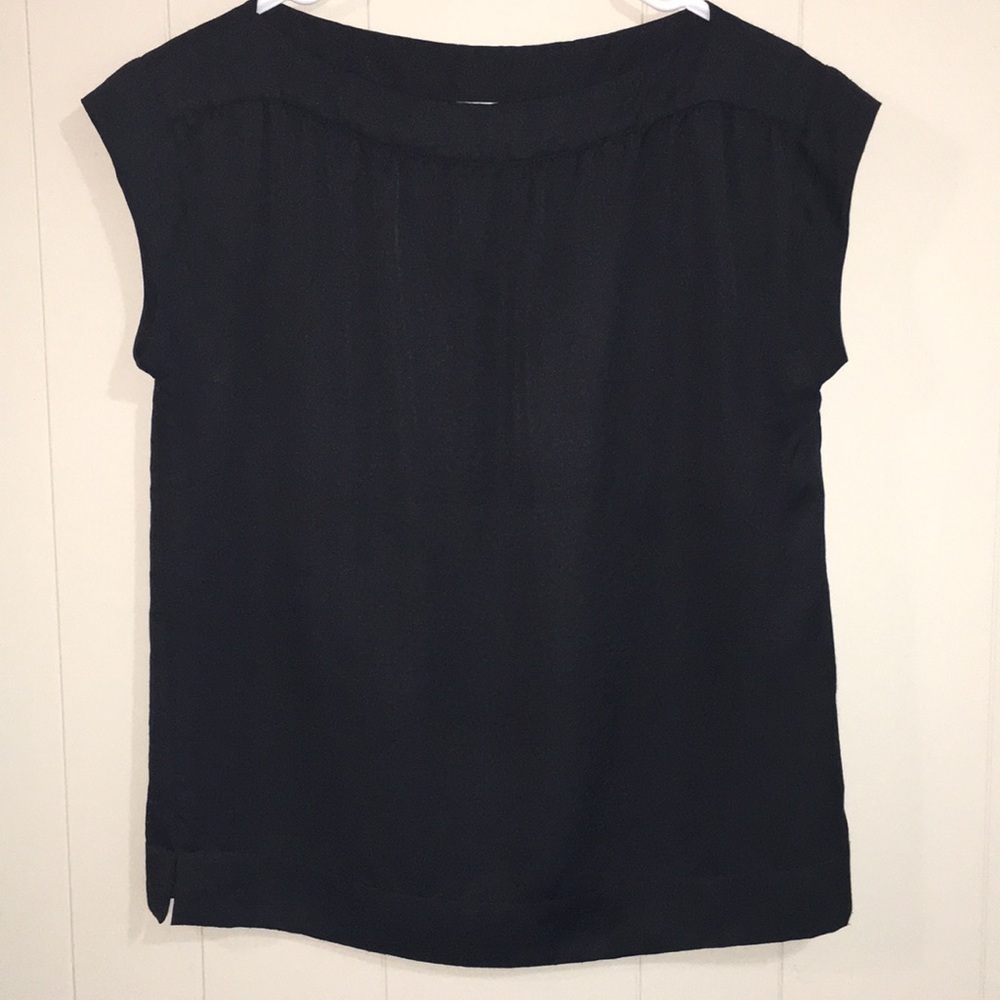 Talbots Cap Sleeve Black Blouse Size 6P